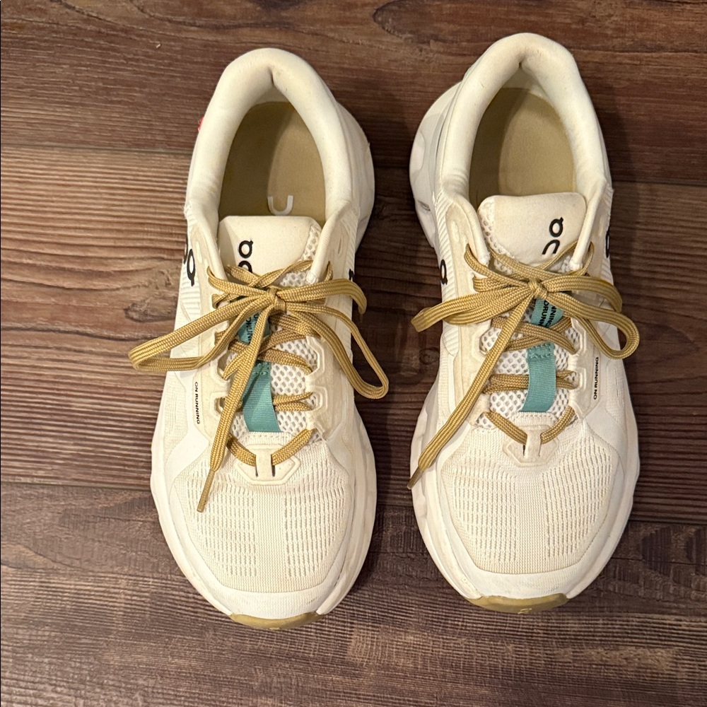 On Running Women's White and Tan Sneakers